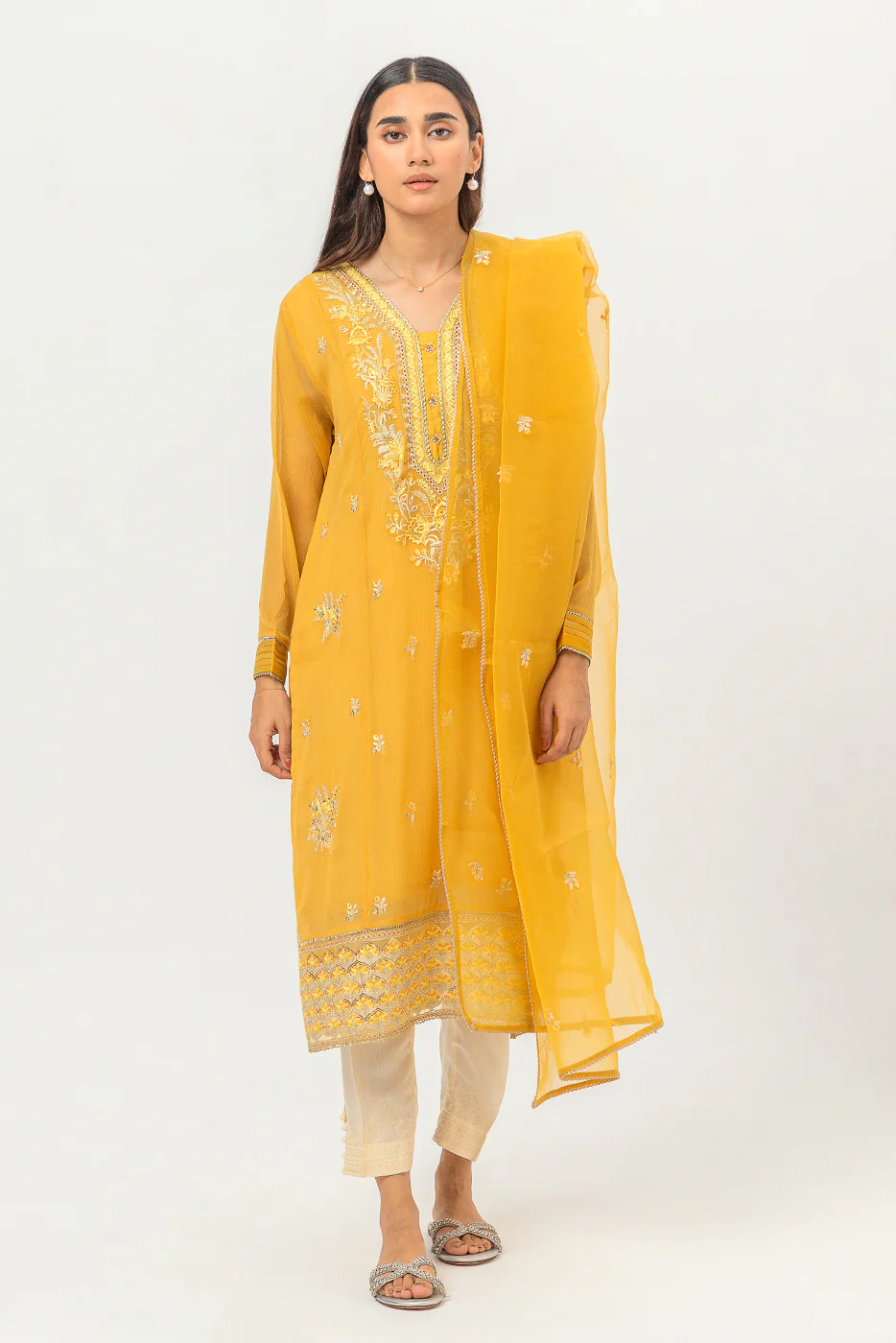 2 PIECE EMBROIDERED CHIFFON SUIT (LUXURY PRET) - Image 2