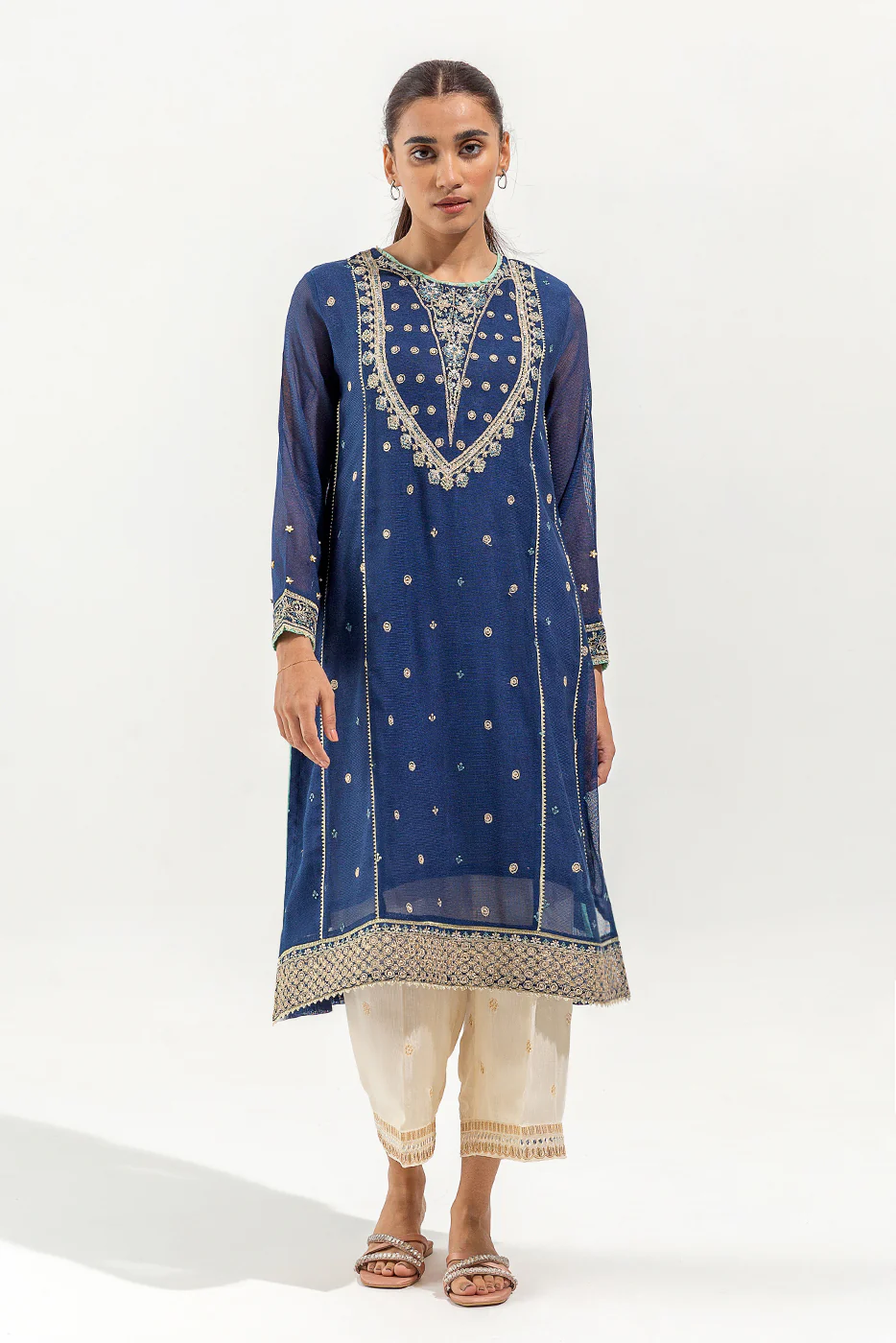 EMBROIDERED COTTON NET SHIRT (LUXURY PRET) - Image 2