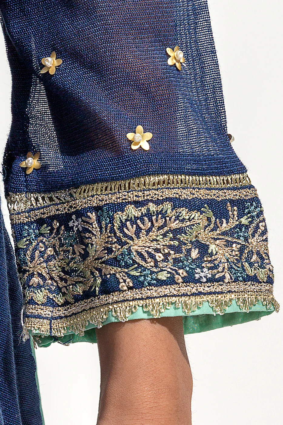EMBROIDERED COTTON NET SHIRT (LUXURY PRET) - Image 4
