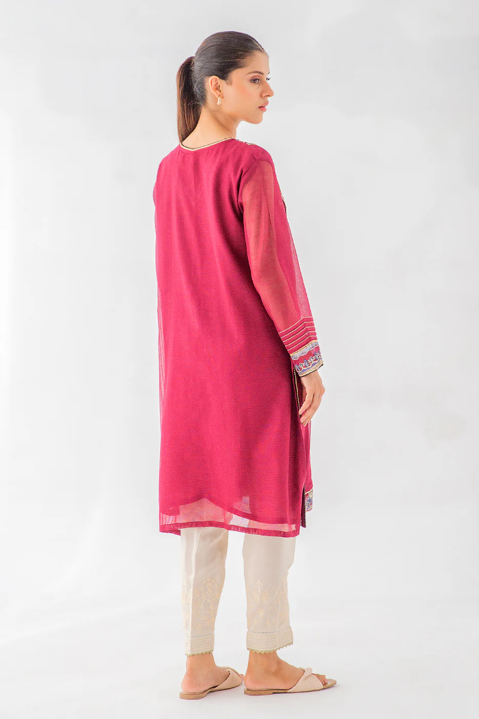 EMBROIDERED COTTON NET SHIRT (LUXURY PRET) - Image 3
