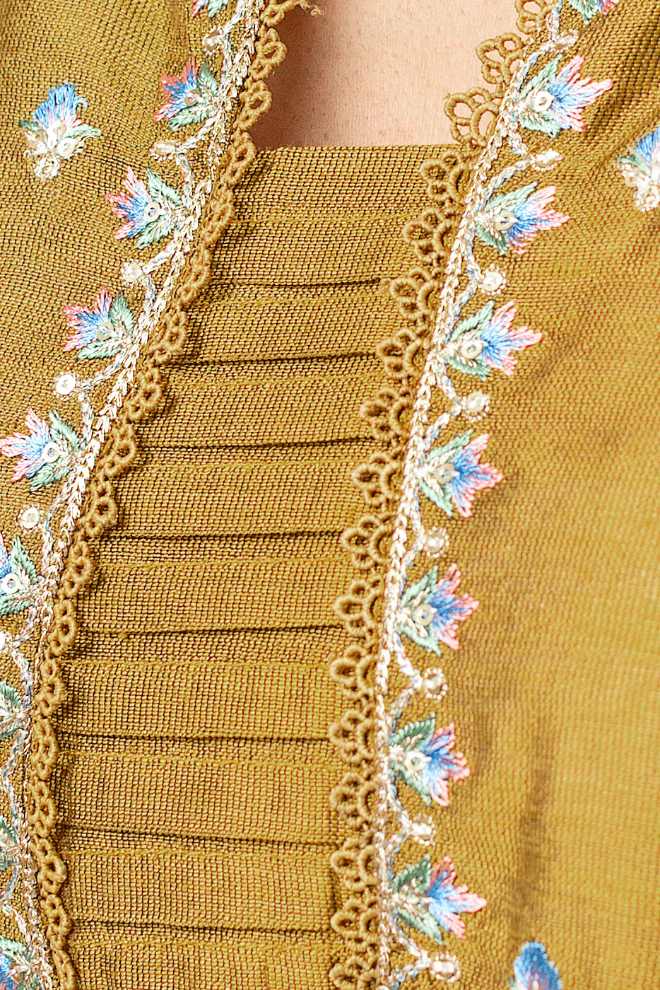 EMBROIDERED TWO TONE SHIRT (LUXURY PRET) - Image 4