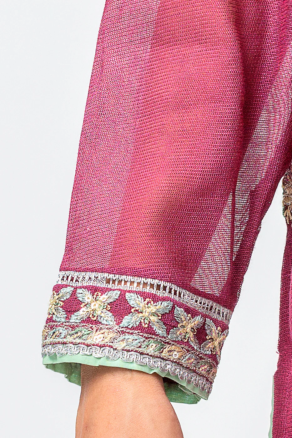 EMBROIDERED COTTON NET SHIRT (LUXURY PRET) - Image 3