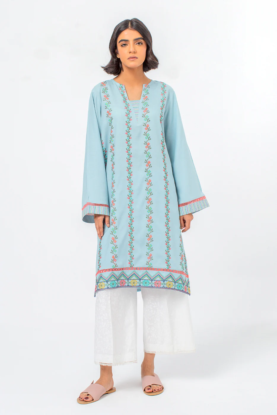 EMBROIDERED VISCOSE SLUB SHIRT (PRET) - Image 2