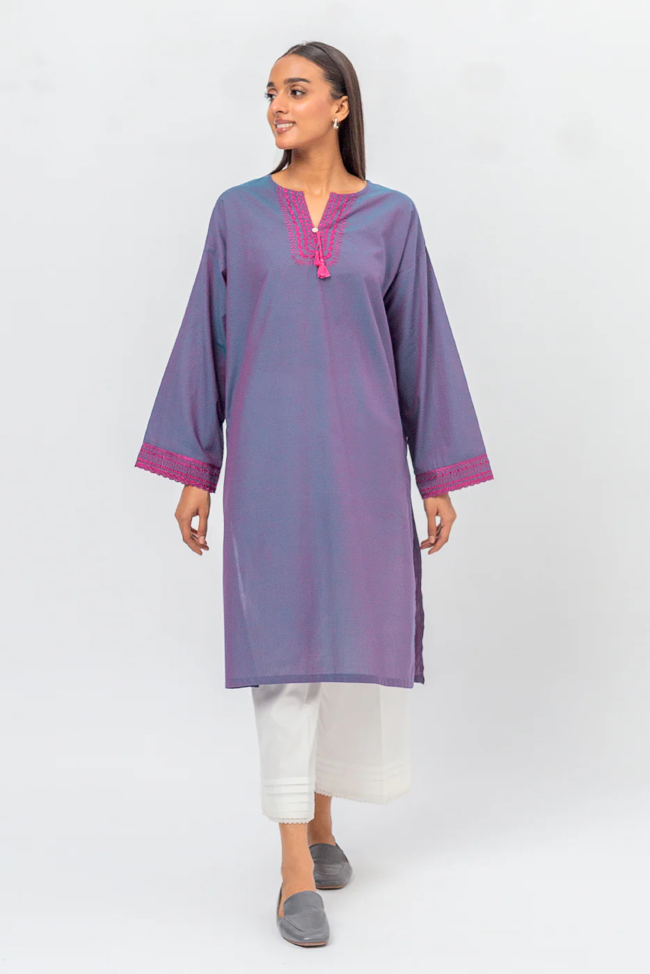 EMBROIDERED CHAMBRAY SHIRT (PRET) - Image 4