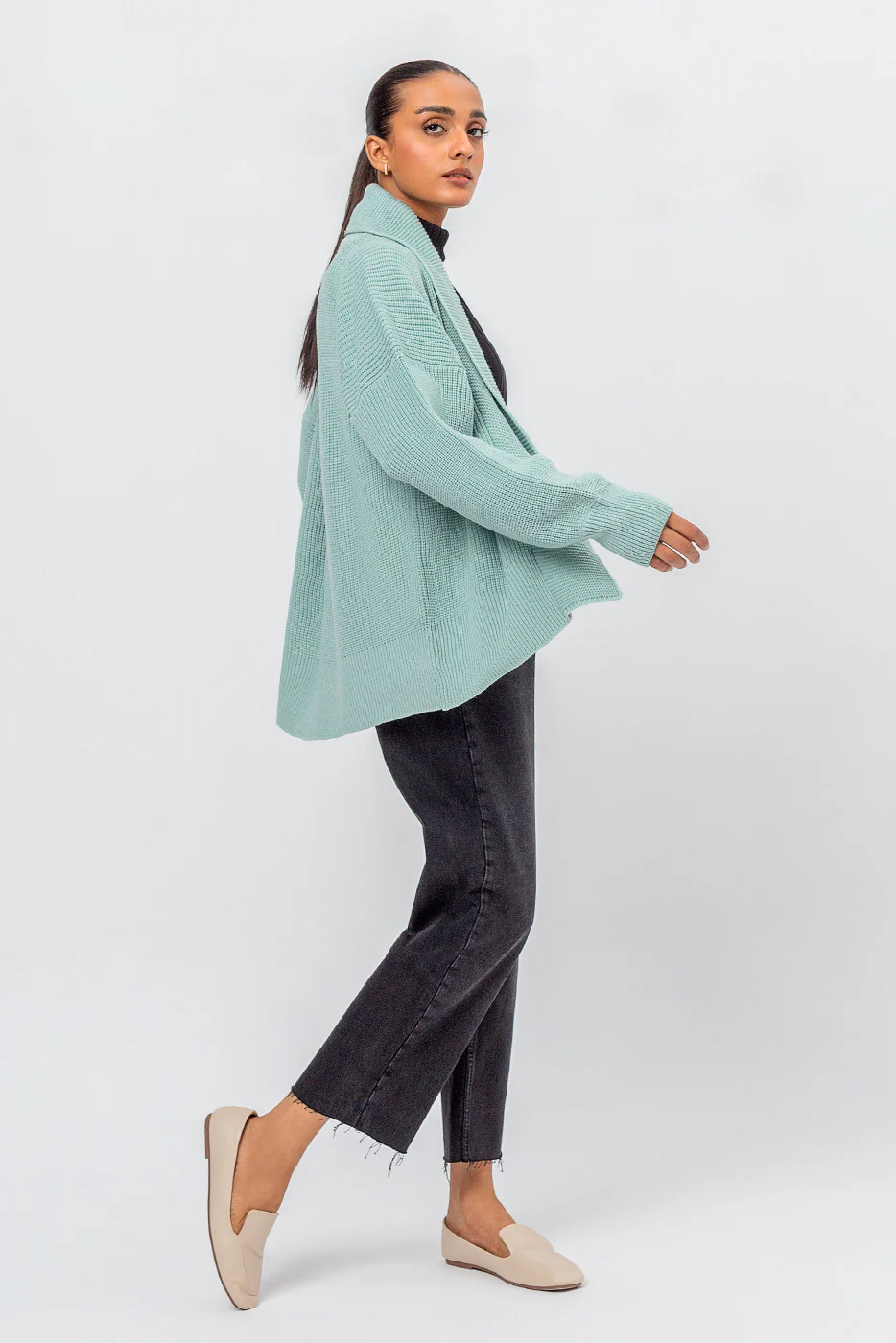 KNITTED SHAWL COLLAR SHRUG - Image 2