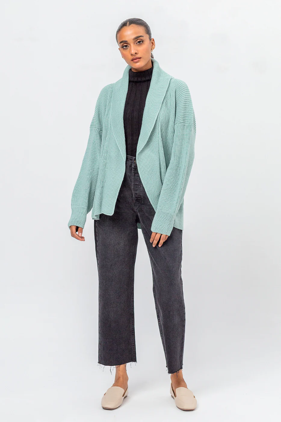 KNITTED SHAWL COLLAR SHRUG - Image 3