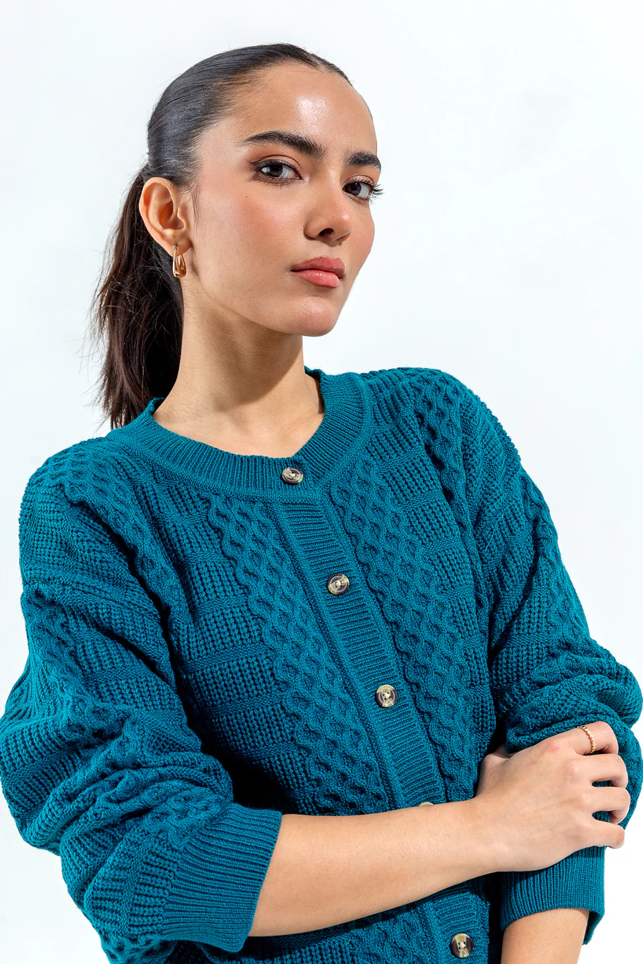 KNITTED CREW NECK CARDIGAN - Image 2