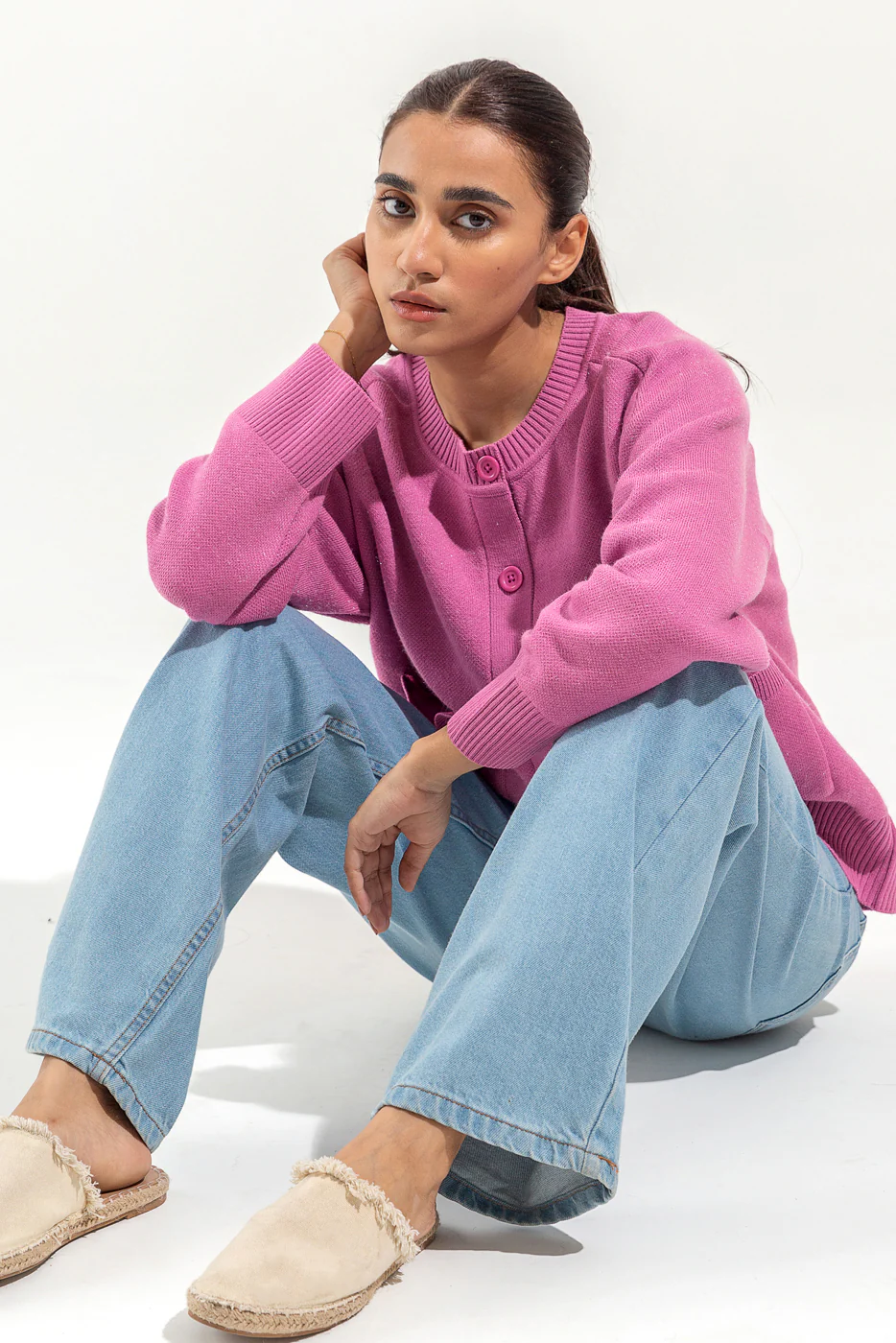 KNITTED CREW NECK CARDIGAN - Image 2