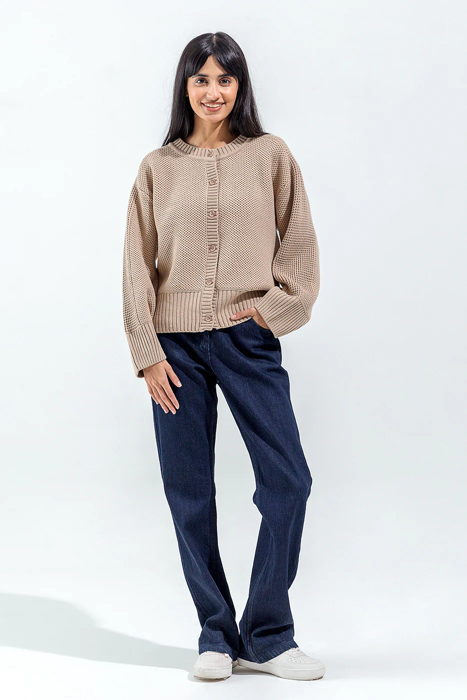 KNITTED CREW NECK CARDIGAN - Image 4