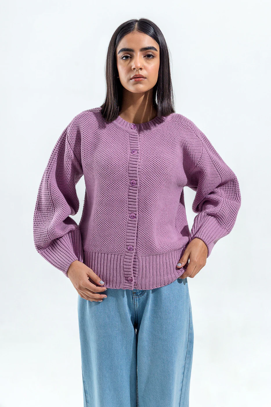 KNITTED CREW NECK CARDIGAN - Image 3