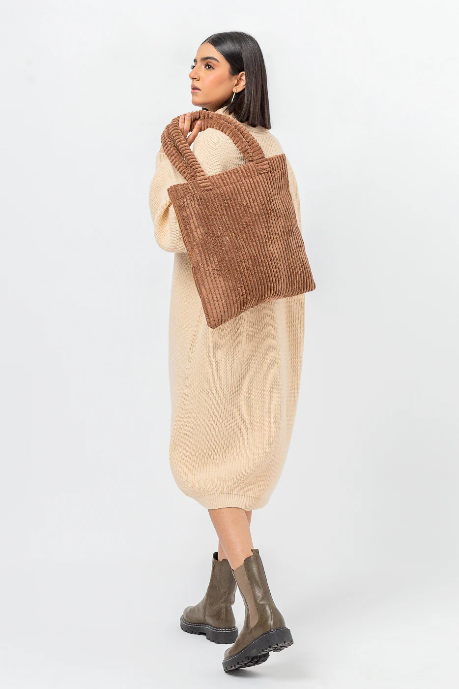 CREAM SWEATER KNIT DRESS - Image 3