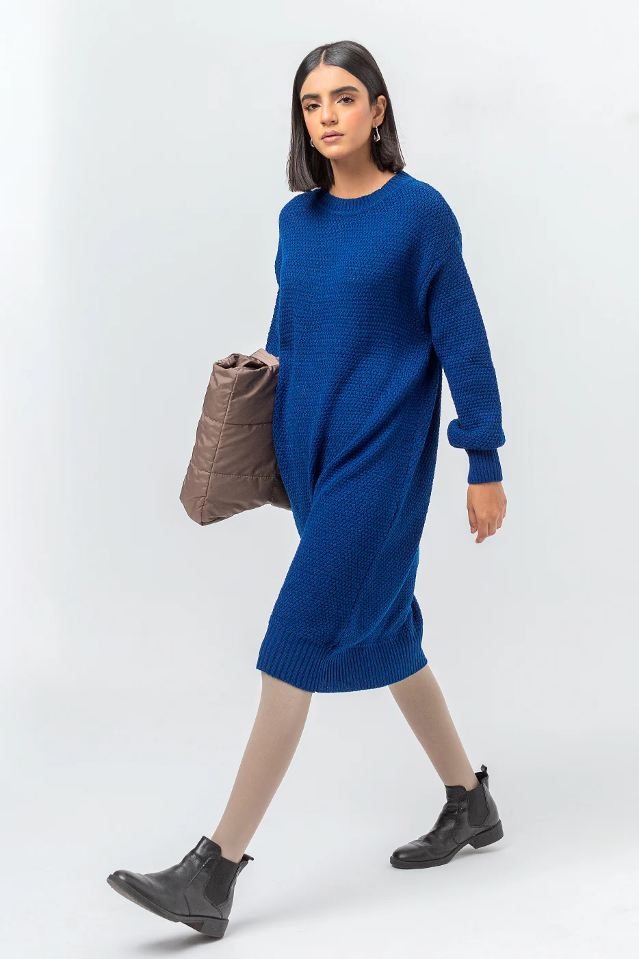 BLUE SWEATER KNIT DRESS - Image 2