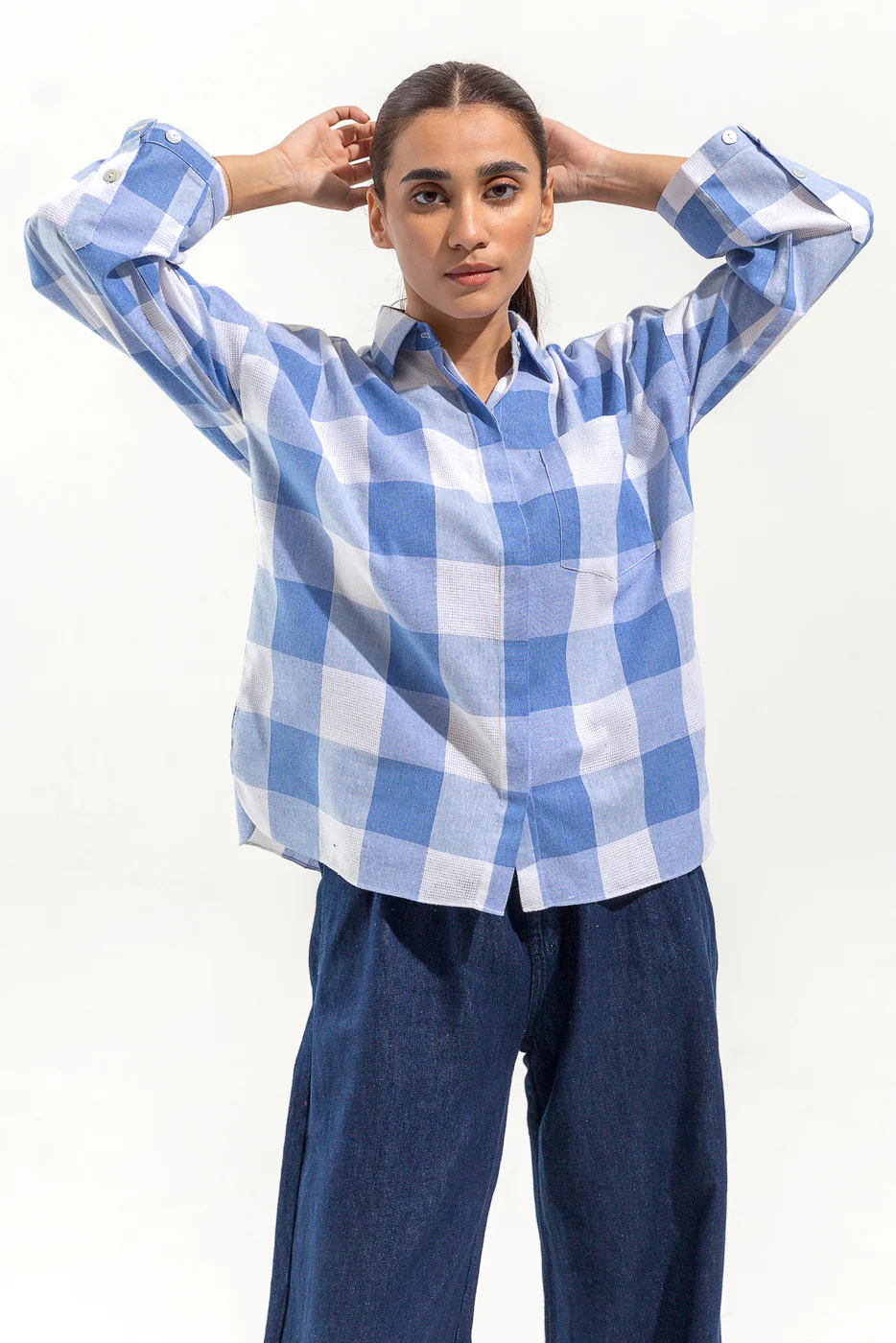 CHECK BUTTON-THROUGH SHIRT - Image 4