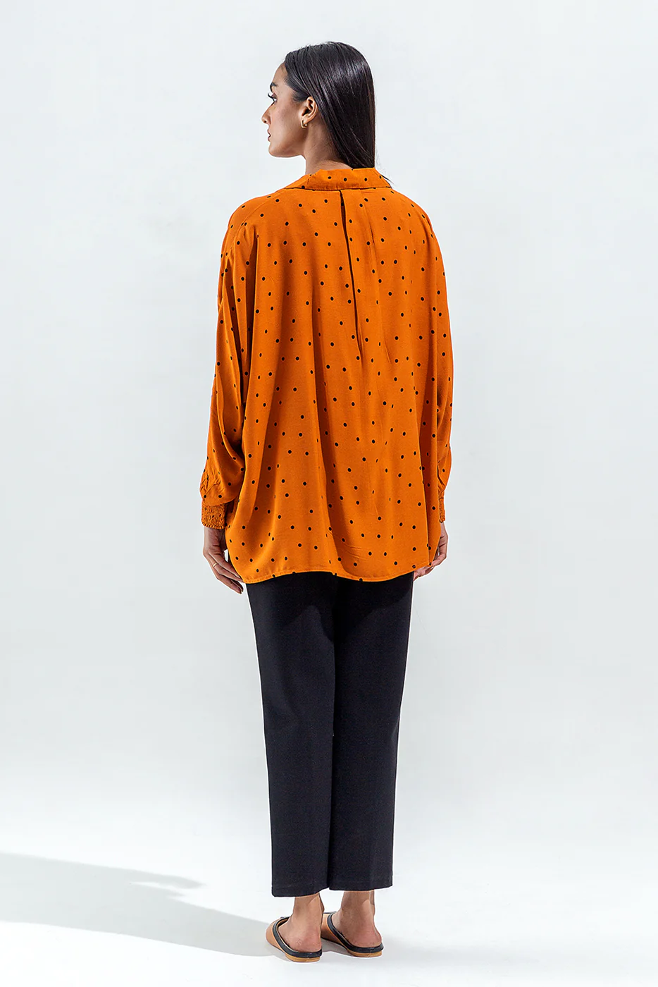 ORANGE AND BLACK POLKA DOT SHIRT - Image 3