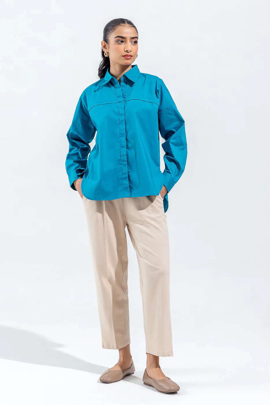BLUE BUTTON THROUGH SHIRT - Image 4
