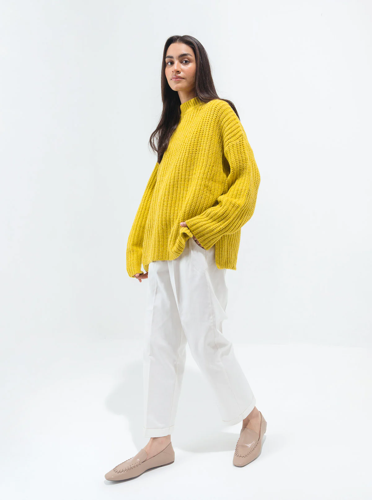 PINEAPPLE YELLOW CHUNKY KNIT PULLOVER - Image 3