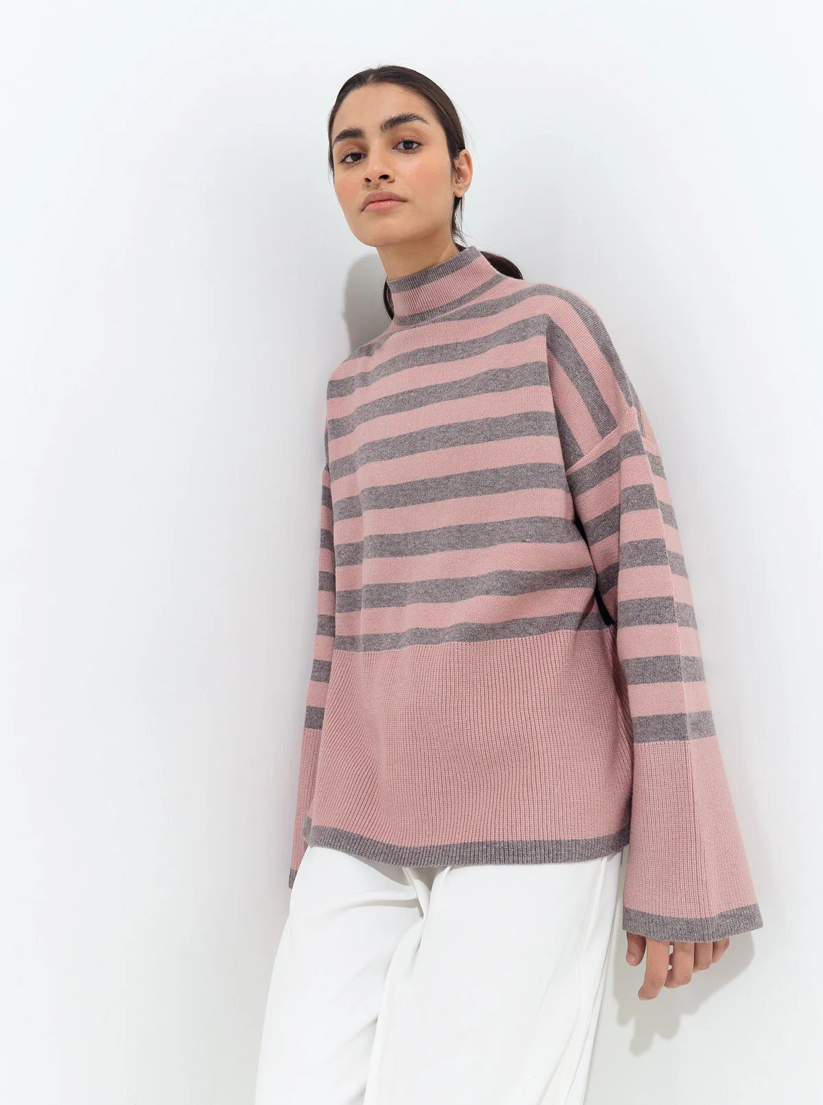 PINK GRAY STRIPED PULLOVER - Image 3