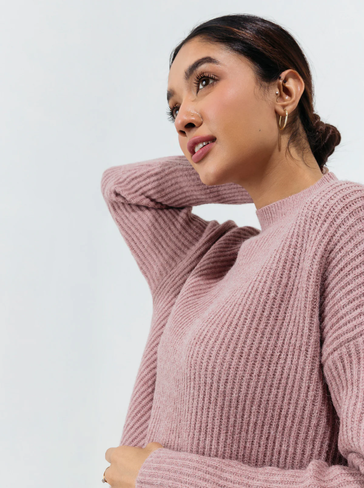 TEA PINK RIB KNIT PULLOVER SWEATER - Image 3