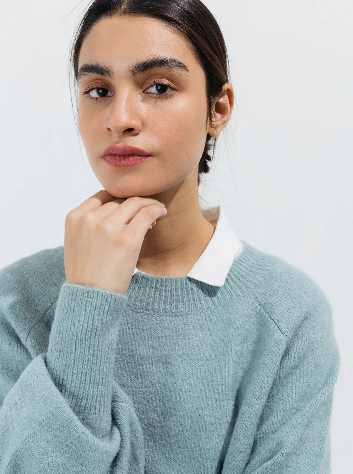 PALE BLUE BALLOON SLEEVED PULLOVER - Image 3