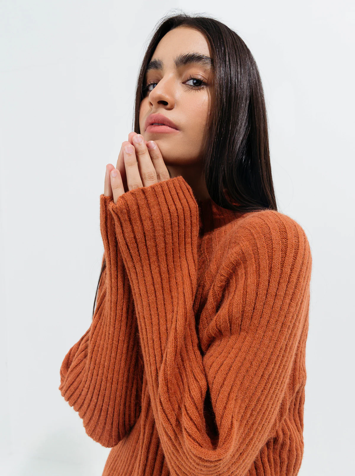 BROWN DOUBLE KNIT SWEATER - Image 2