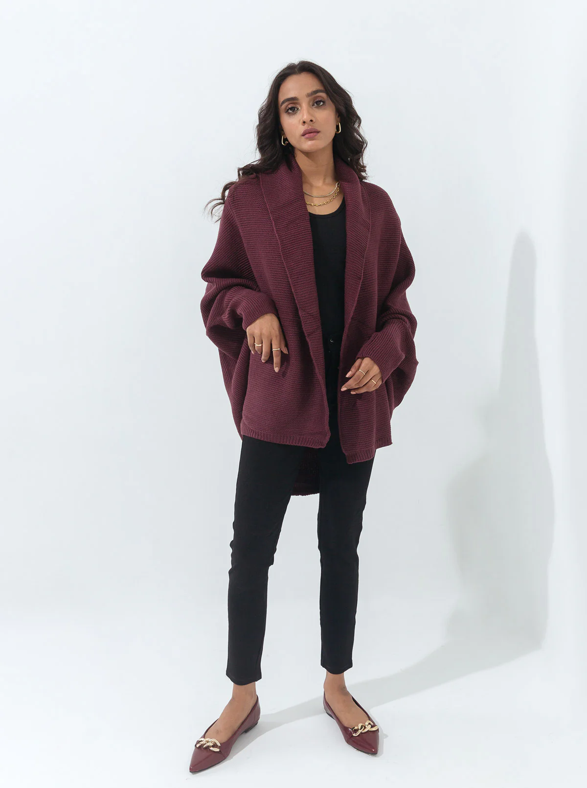 MAROON BATWING SHRUG - Image 2