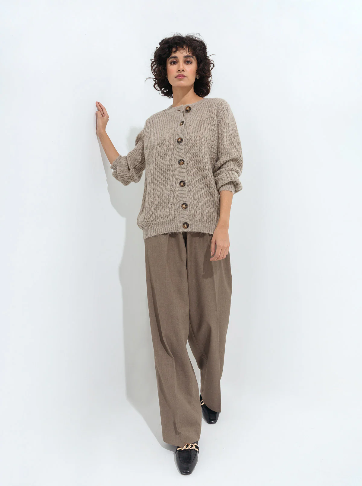 LIGHT GRAY TEXTURED CARDIGAN - Image 3