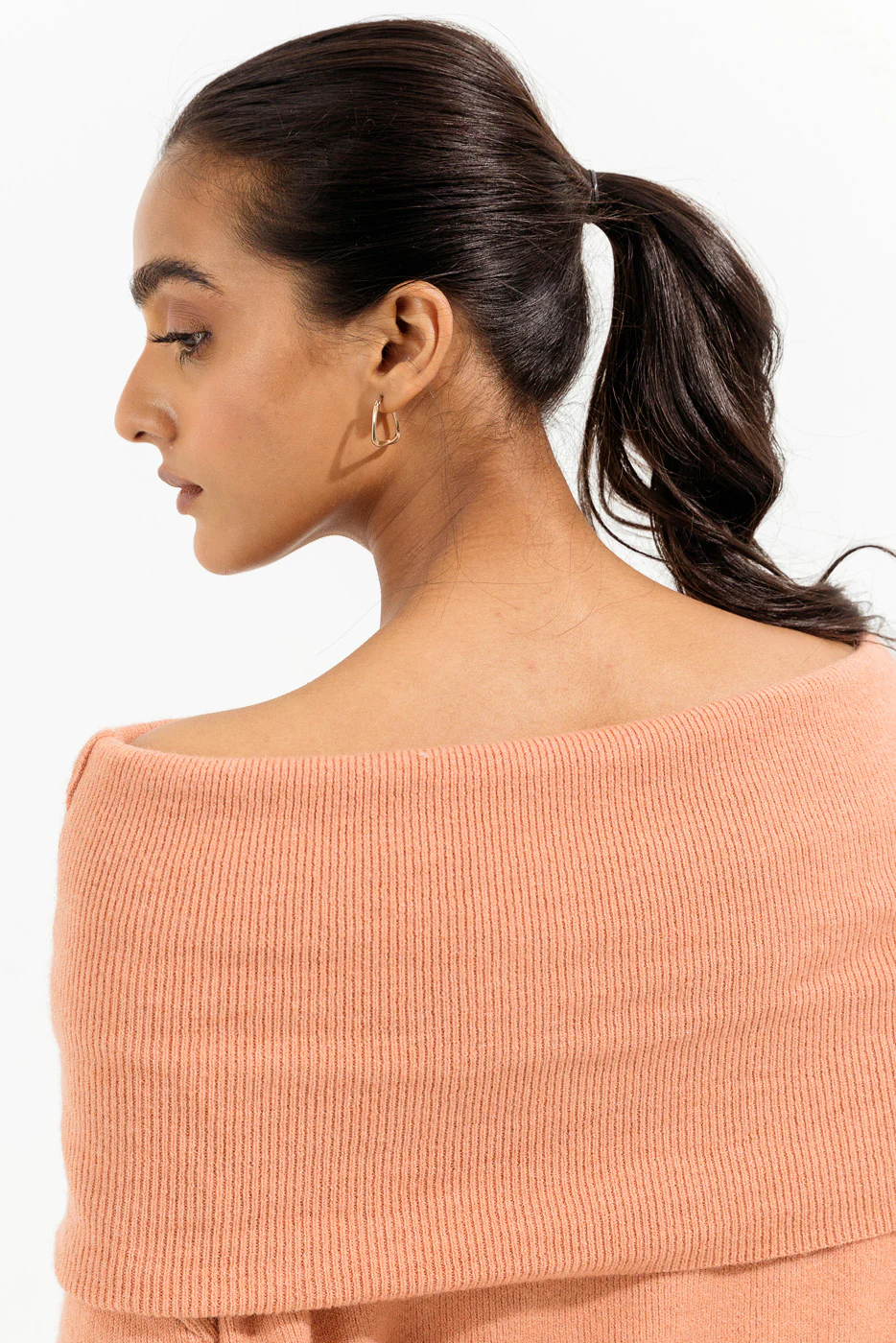 LIGHT CORAL OFFSHOULDER SWEATER - Image 5