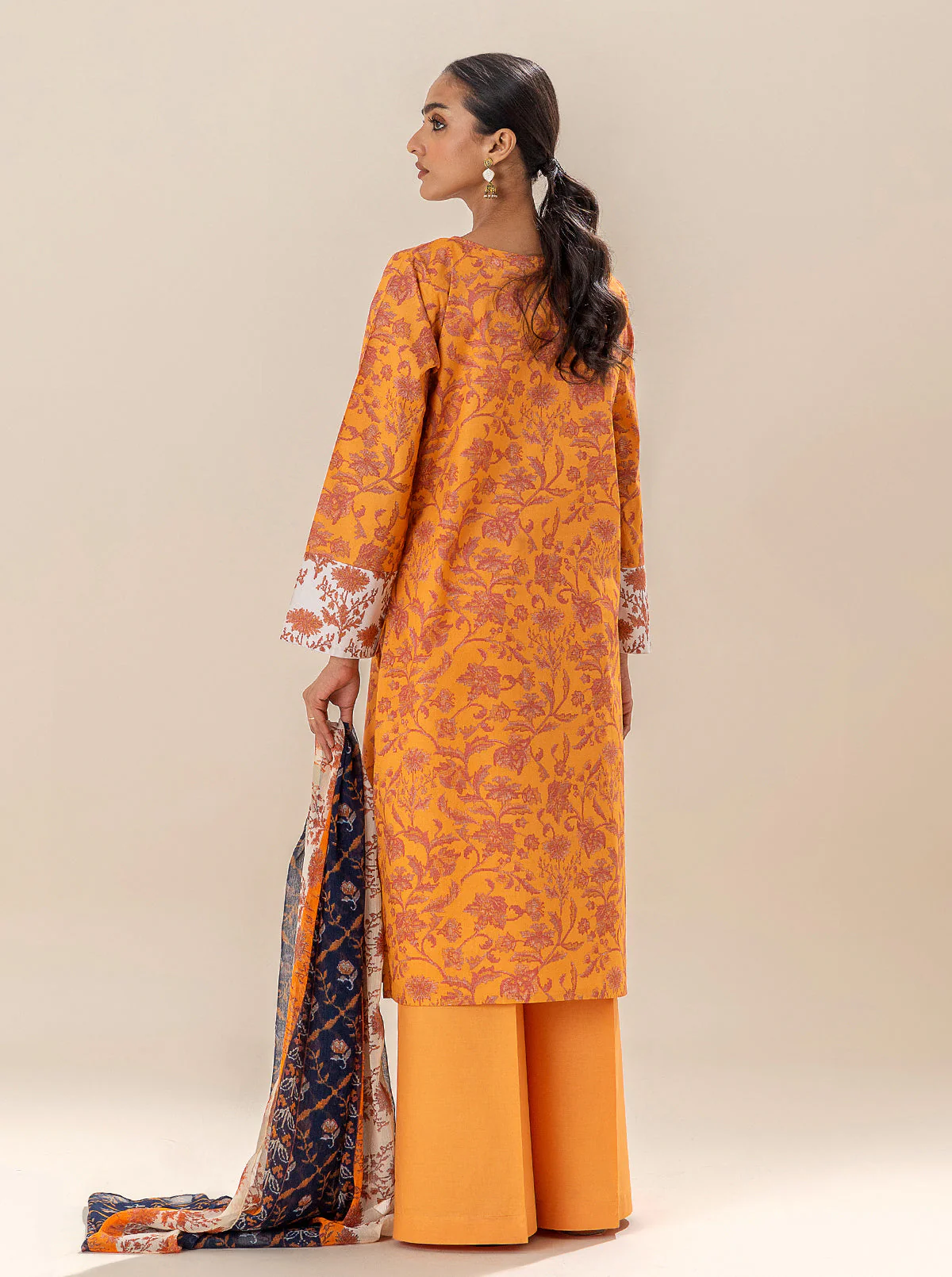 3 PIECE EMBROIDERED LAWN SUIT-SUNRISE PEACH (UNSTITCHED) - Image 2