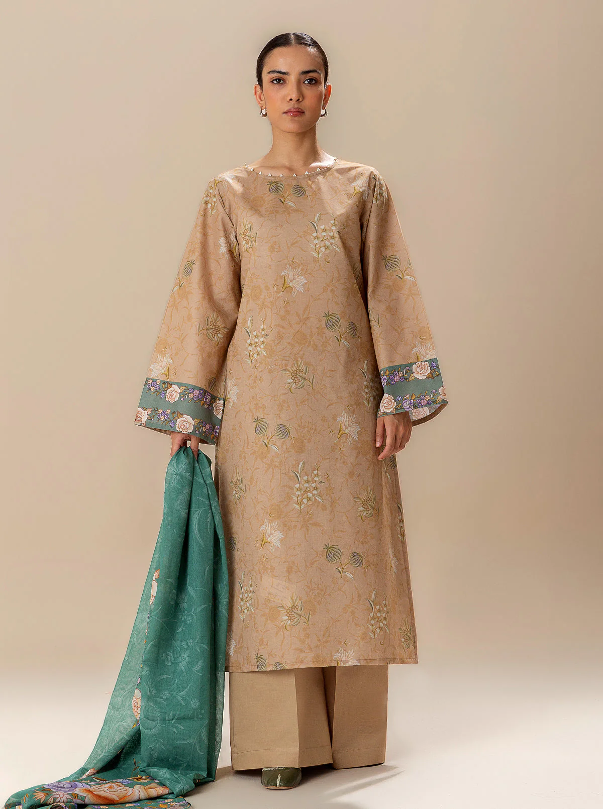 3 PIECE PRINTED LAWN SUIT-GLOWY SUN (UNSTITCHED) - Image 3