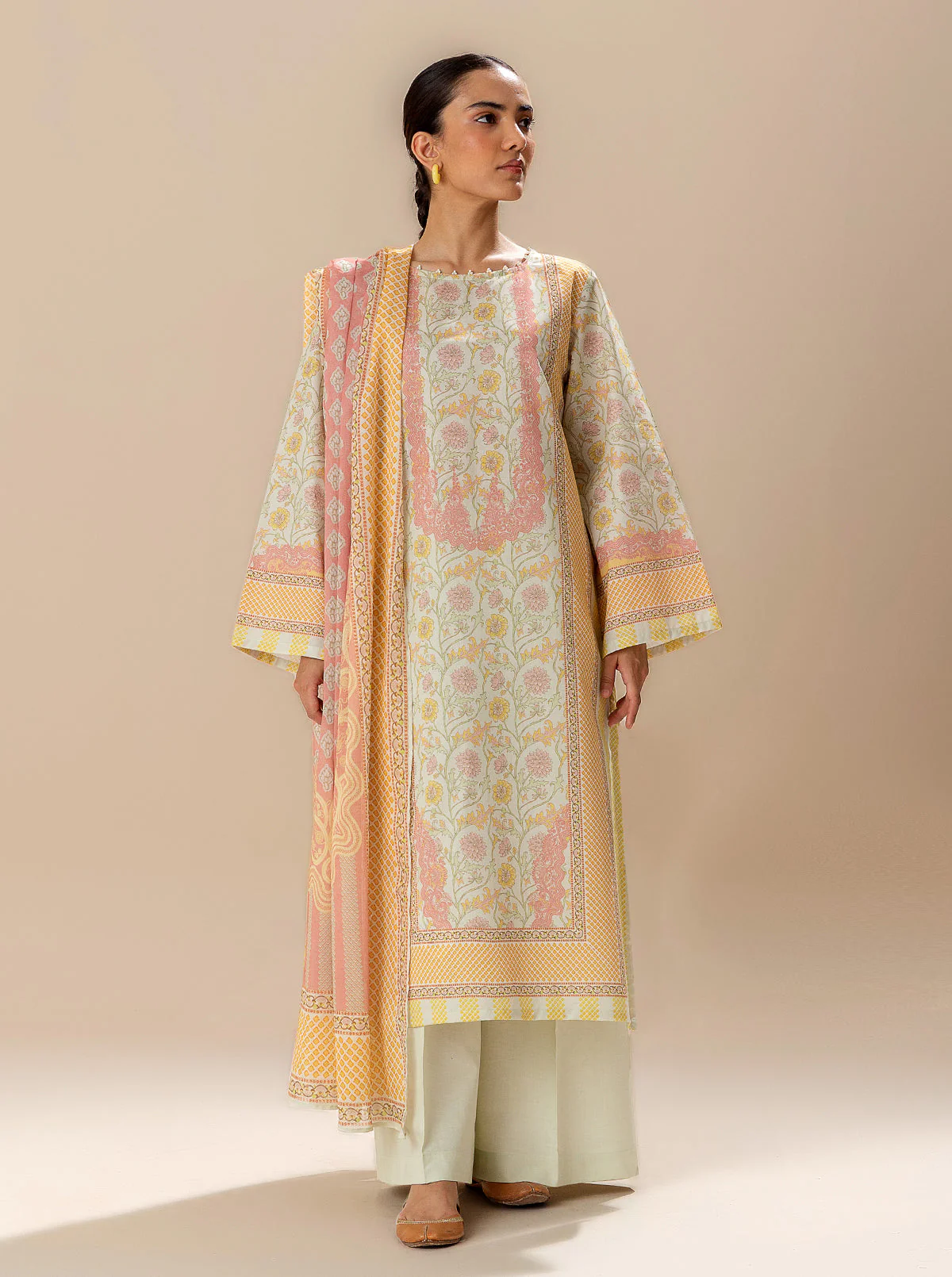 3 PIECE PRINTED LAWN SUIT-SPRING SKIES (UNSTITCHED) - Image 2