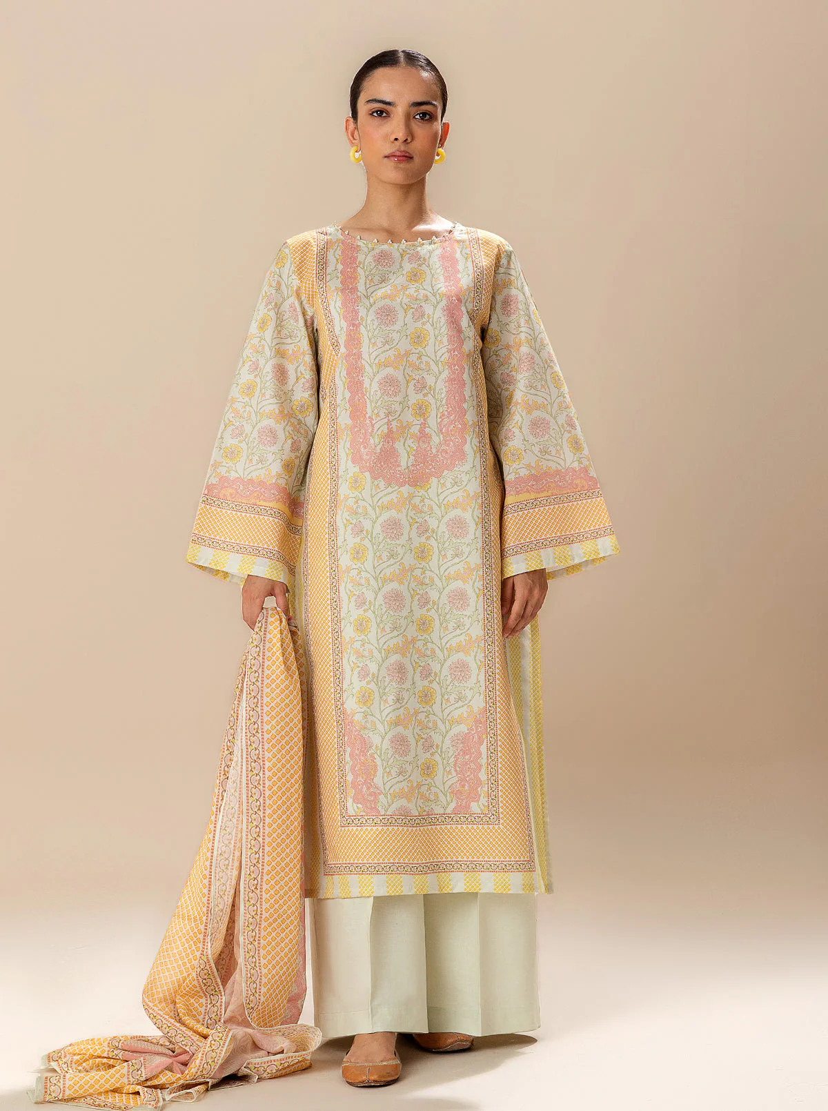 3 PIECE PRINTED LAWN SUIT-SPRING SKIES (UNSTITCHED) - Image 3