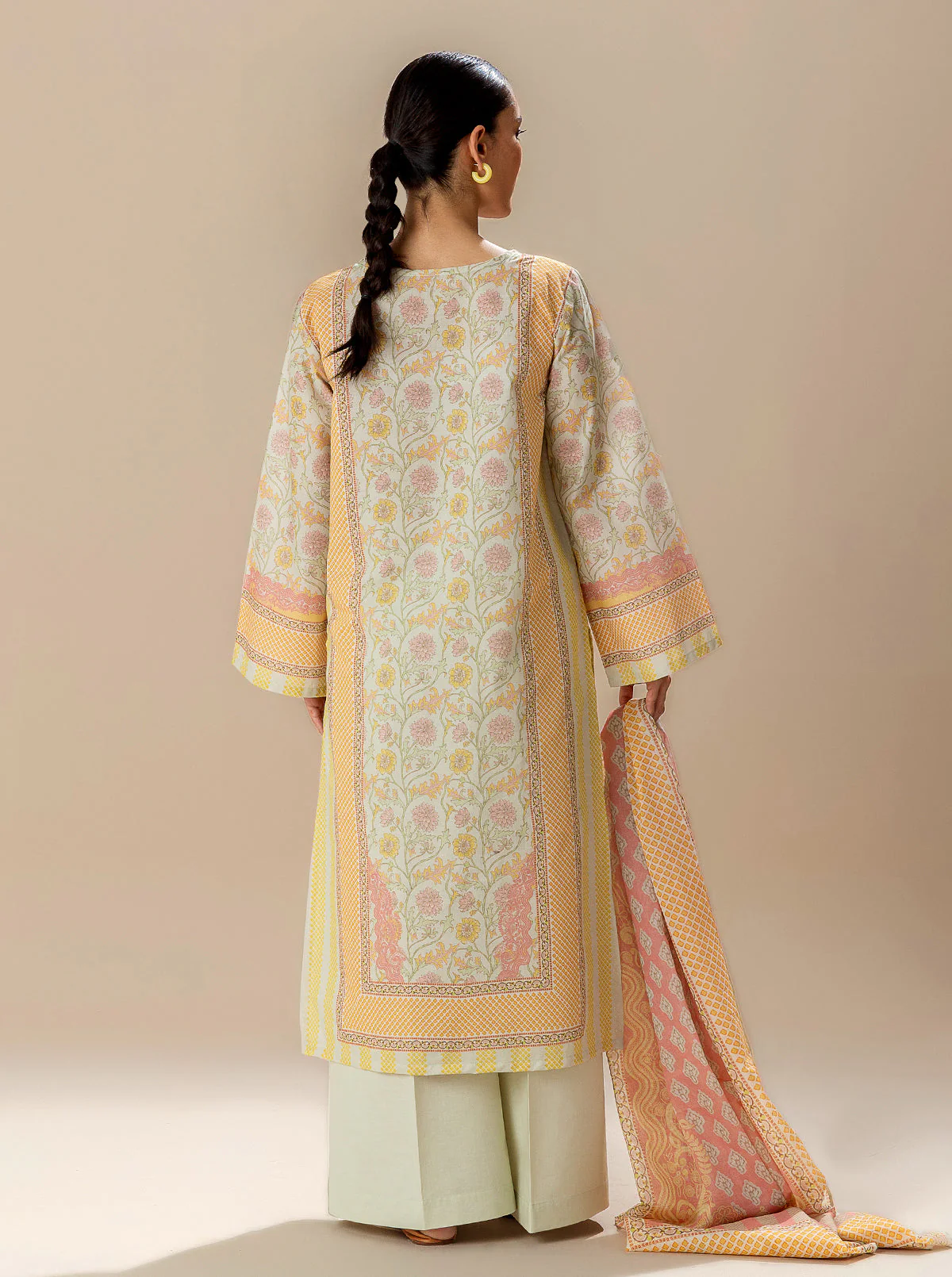 3 PIECE PRINTED LAWN SUIT-SPRING SKIES (UNSTITCHED) - Image 4