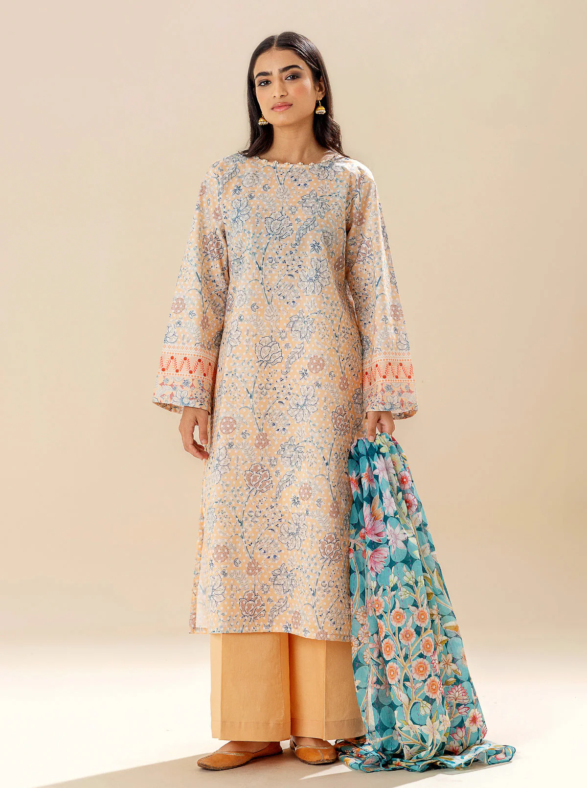 3 PIECE PRINTED LAWN SUIT - PEACHY SENSE (UNSTITCHED) - Image 3