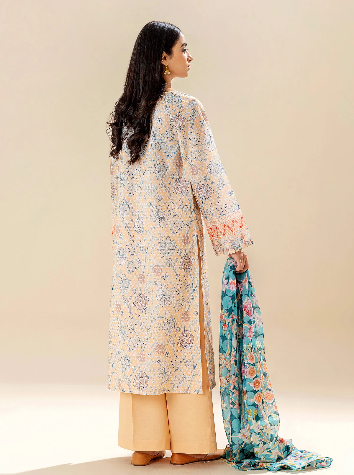 3 PIECE PRINTED LAWN SUIT - PEACHY SENSE (UNSTITCHED) - Image 4
