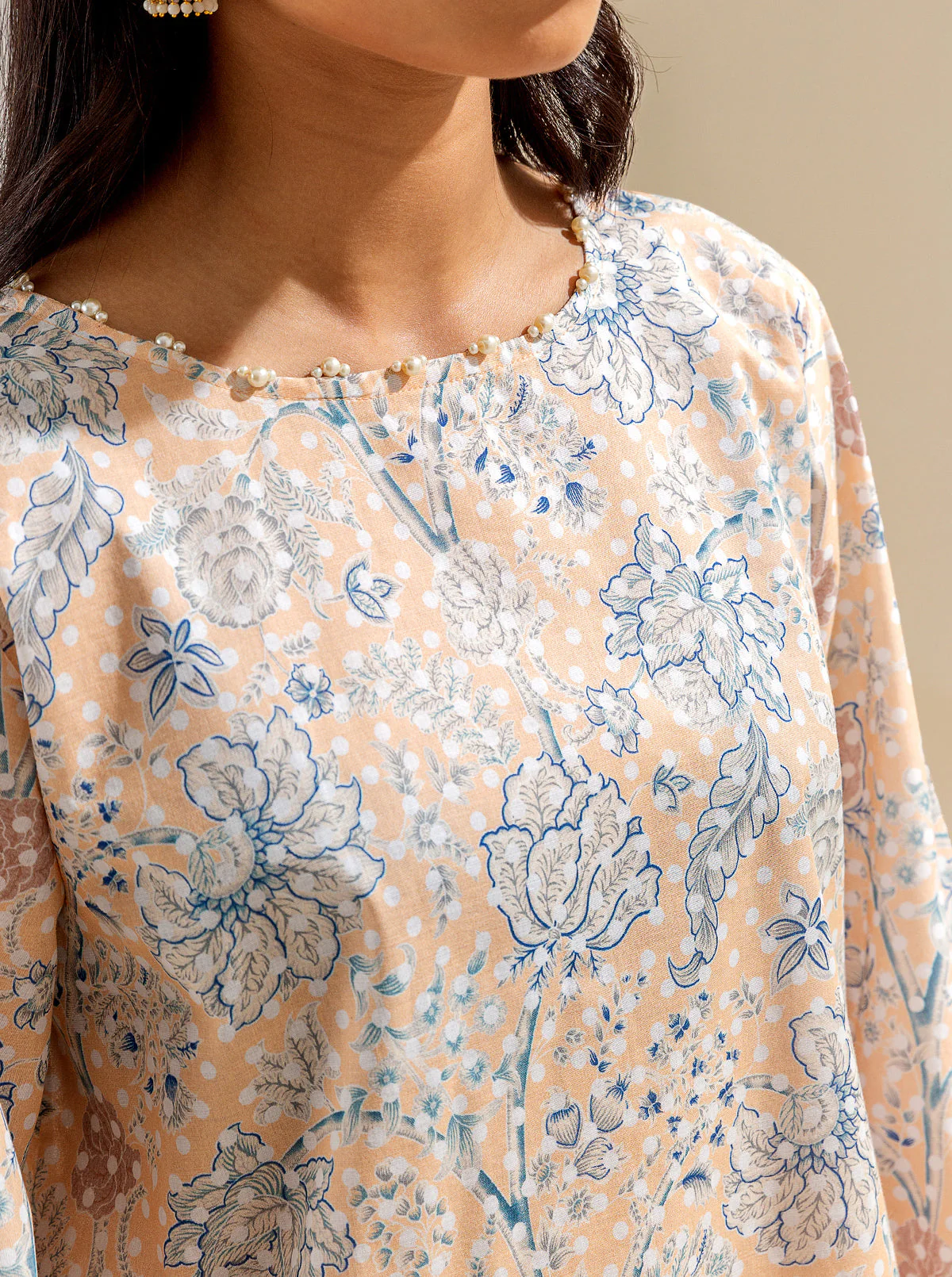 3 PIECE PRINTED LAWN SUIT - PEACHY SENSE (UNSTITCHED) - Image 5