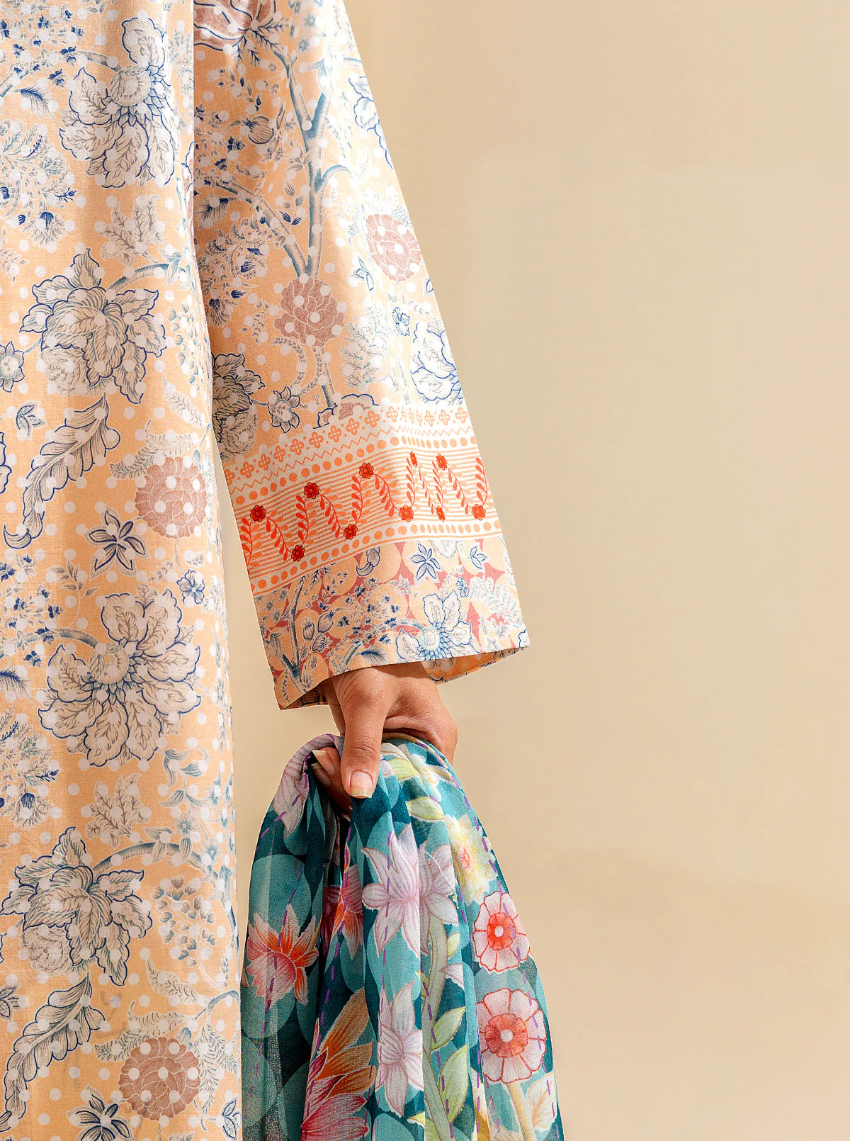 3 PIECE PRINTED LAWN SUIT - PEACHY SENSE (UNSTITCHED) - Image 6