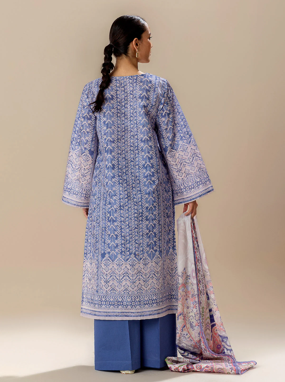 3 PIECE PRINTED LAWN SUIT-LAVENDER DREAM (UNSTITCHED) - Image 4