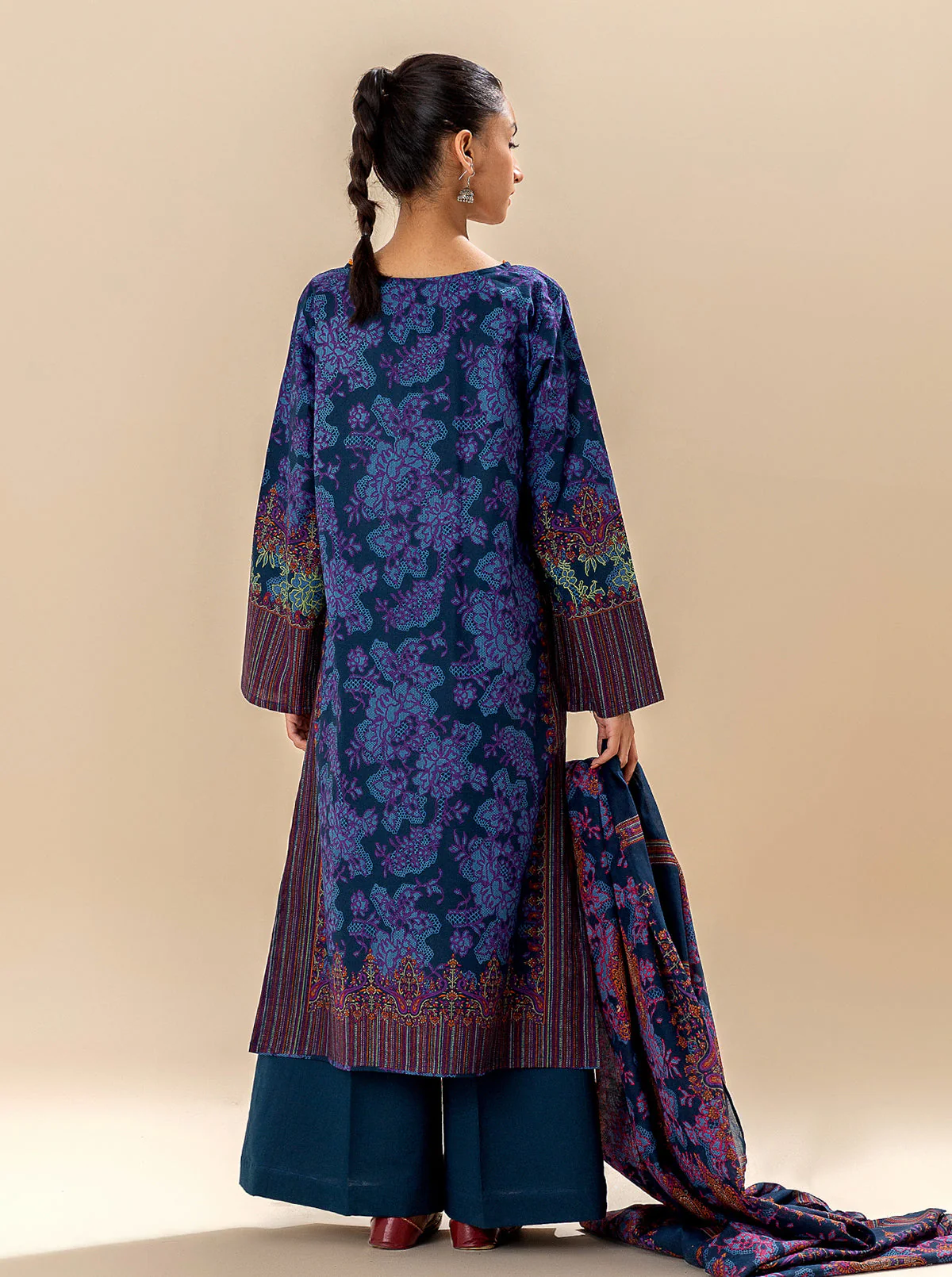 3 PIECE PRINTED LAWN SUIT-SEA CORAL (UNSTITCHED) - Image 2