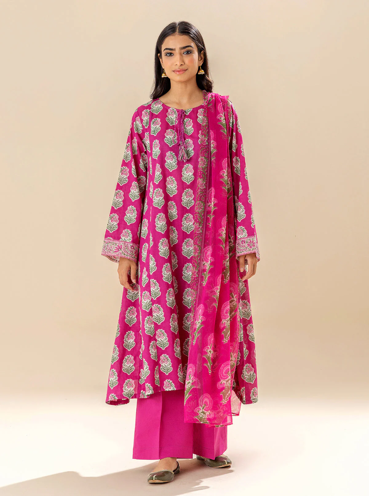 3 PIECE PRINTED LAWN SUIT - SERENE PINKS (UNSTITCHED) - Image 2