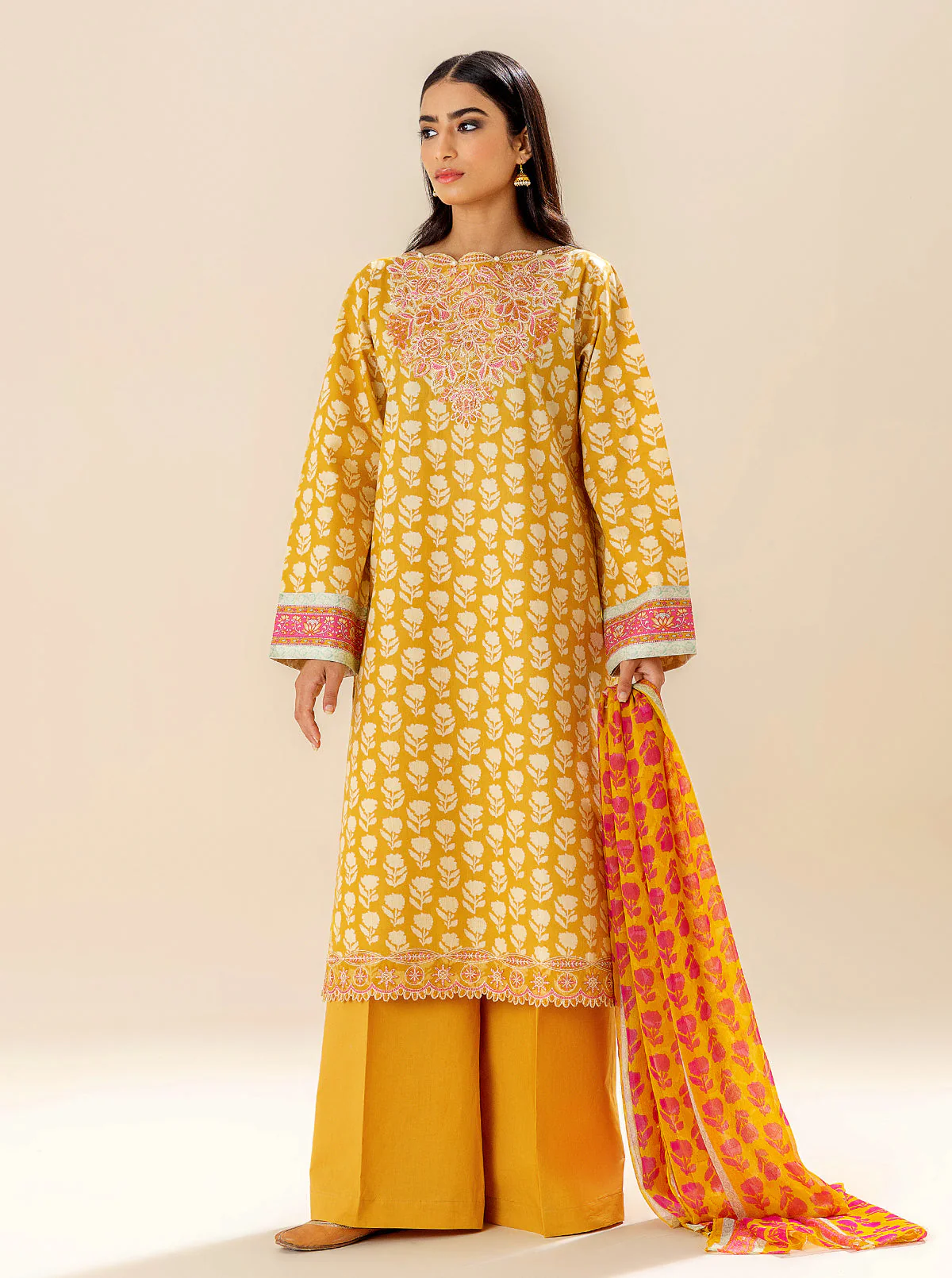 3 PIECE EMBROIDERED LAWN SUIT - SILHOUETTE SCENE (UNSTITCHED) - Image 3