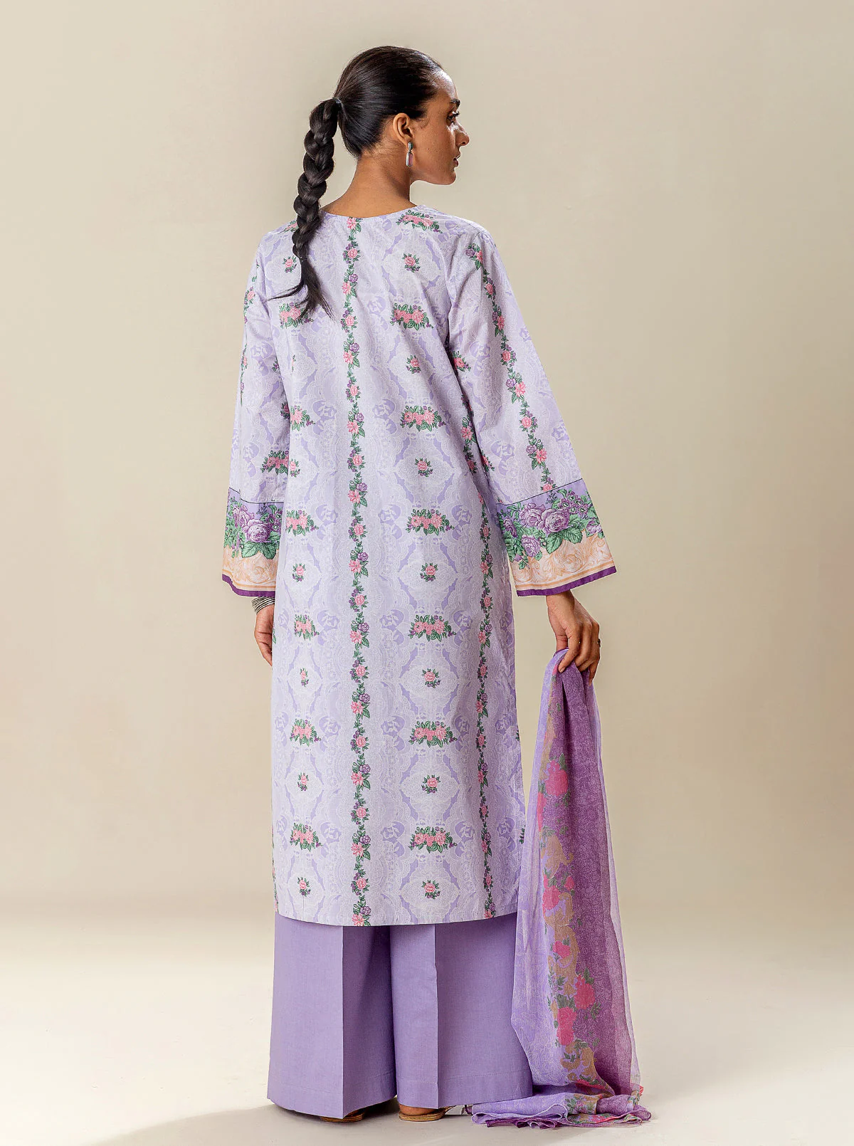 3 PIECE EMBROIDERED SUIT-LILAC FANTASY (UNSTITCHED) - Image 4