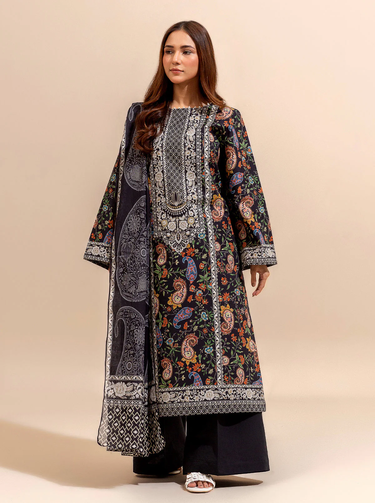 2 PIECE PRINTED LAWN SUIT-ROYAL SYMMETRY (UNSTITCHED) - Image 2