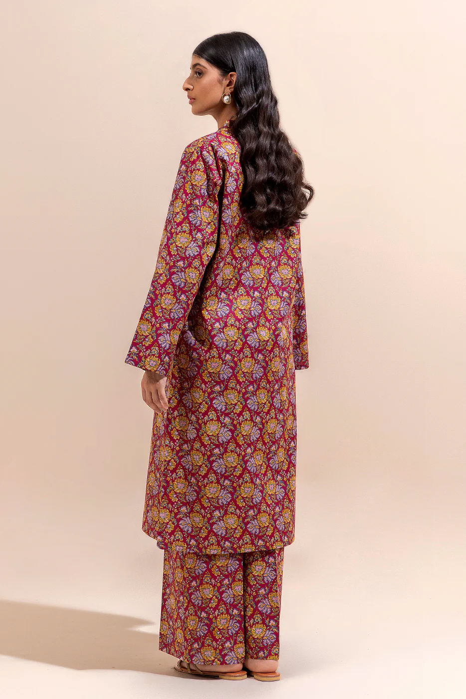 2 PIECE PRINTED LAWN SUIT-CHROMA CRIMSON (UNSTITCHED) - Image 3