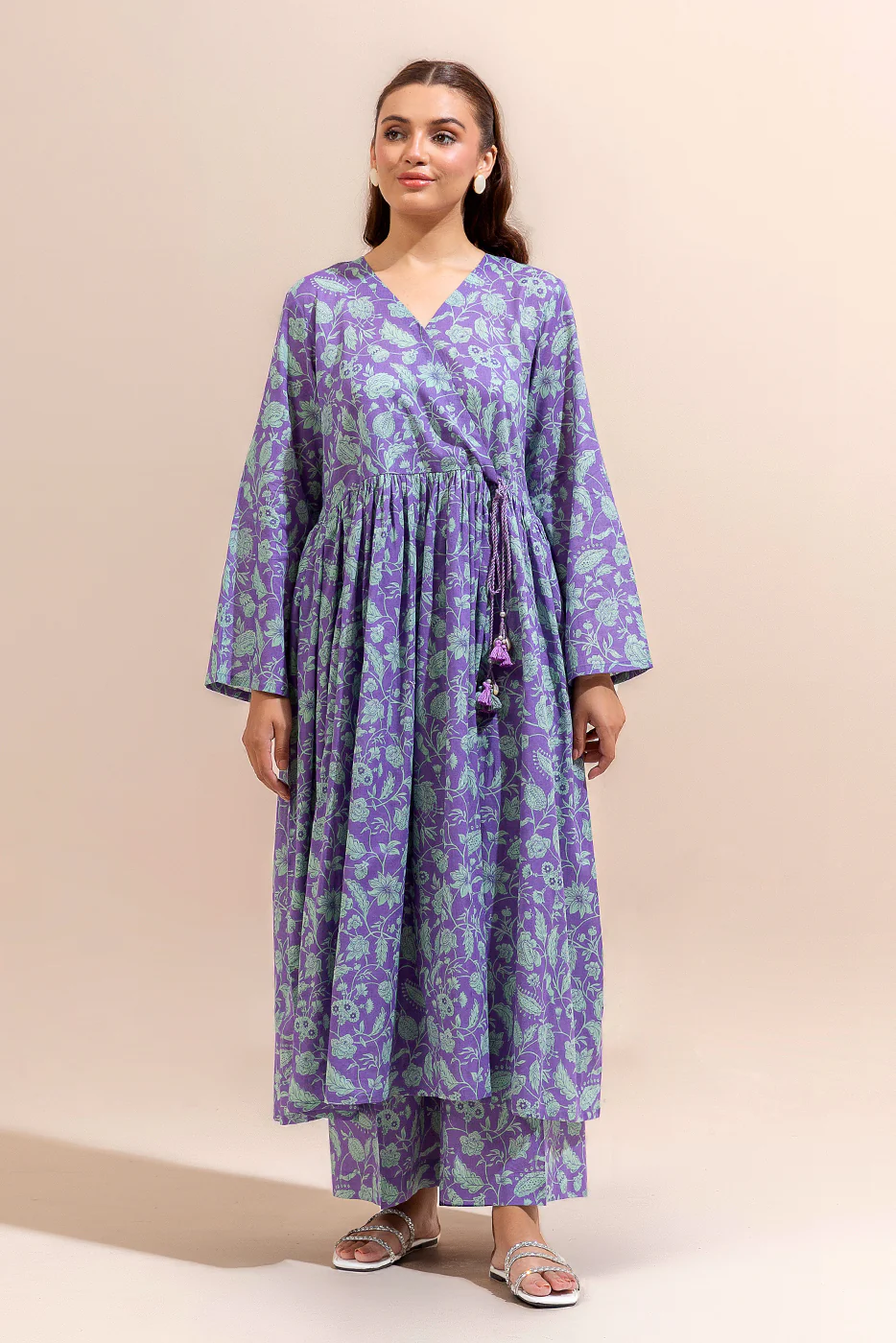 2 PIECE PRINTED LAWN SUIT-LILAC LILIES (UNSTITCHED) - Image 2