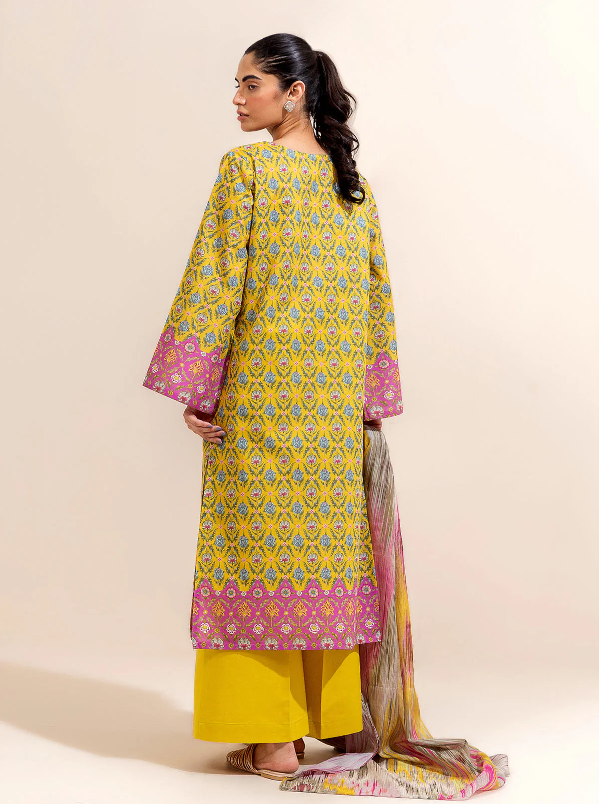 3 PIECE PRINTED LAWN-CANDY SAND (UNSTITCHED) - Image 4