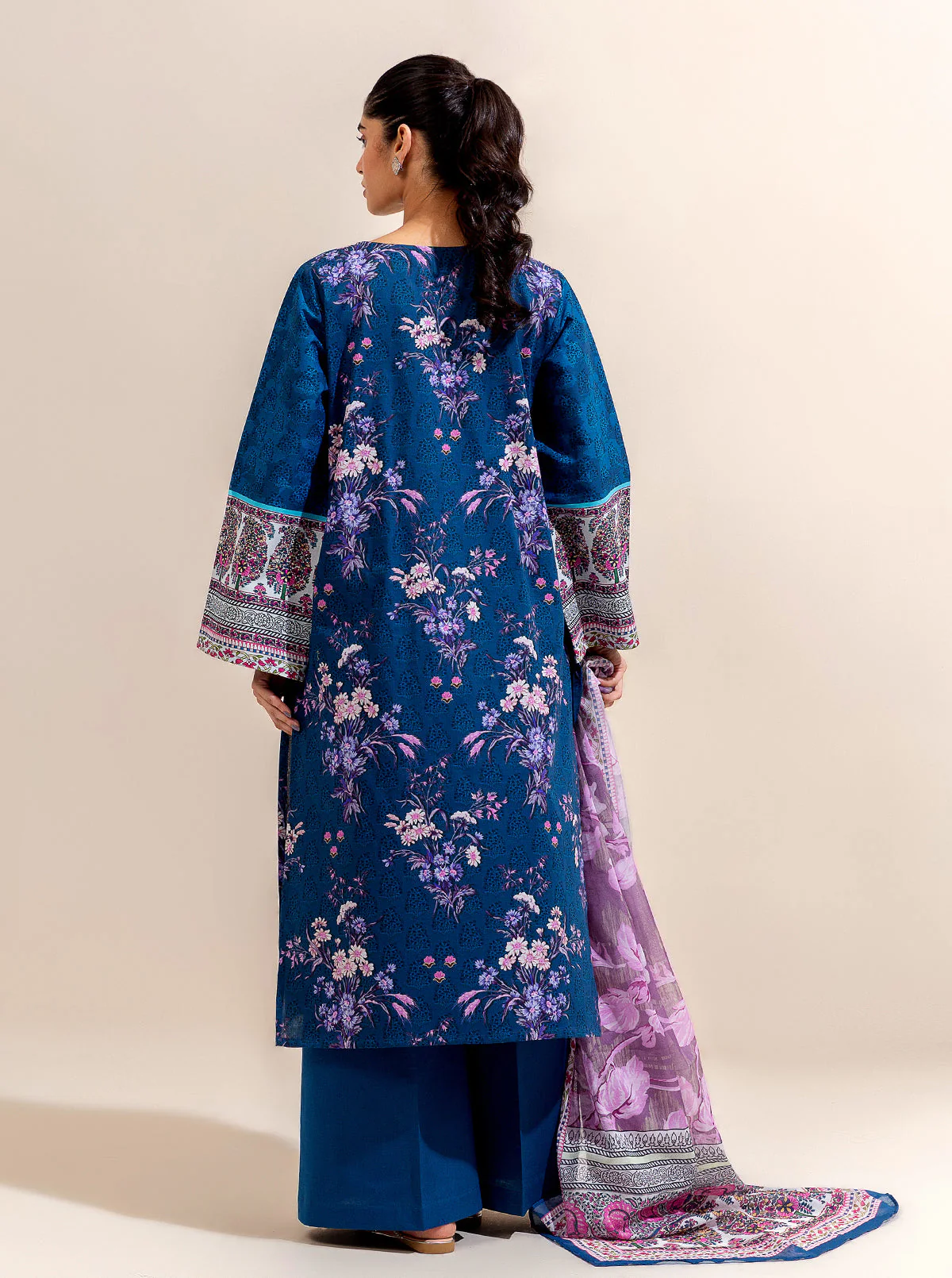 3 PIECE PRINTED LAWN-MIDNIGHT BISMUTH (UNSTITCHED) - Image 4