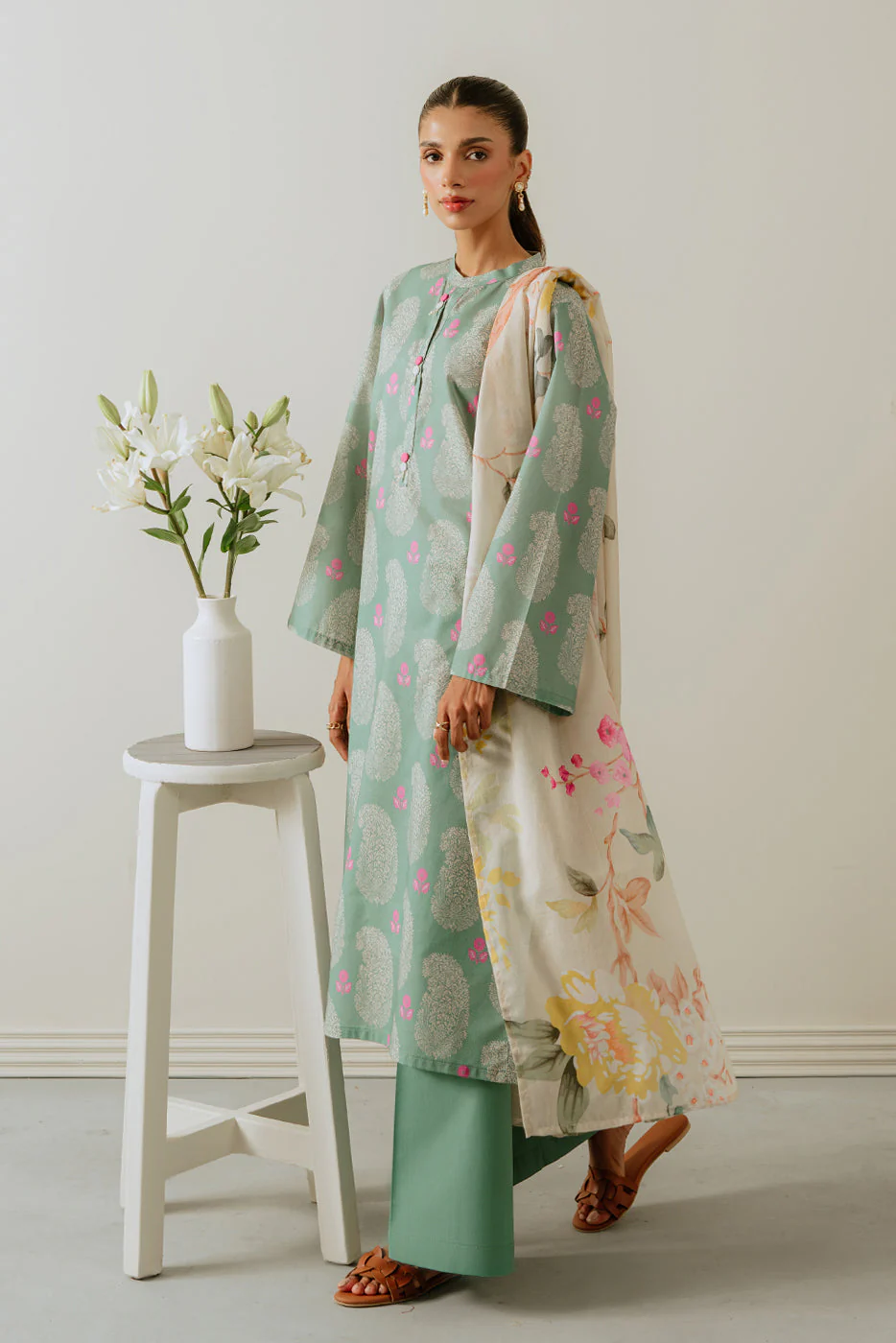 3 PIECE PRINTED LAWN-SEA SOUL (UNSTITCHED) - Image 2