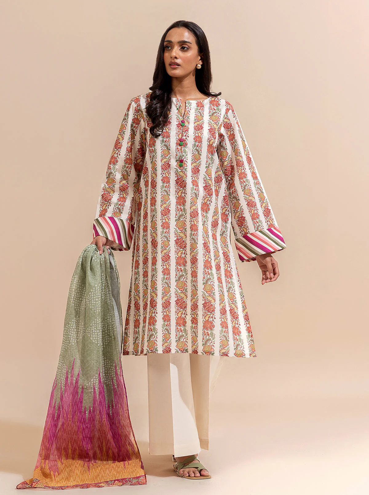 3 PIECE PRINTED LAWN SUIT-LINEAGE LILIES (UNSTITCHED) - Image 3