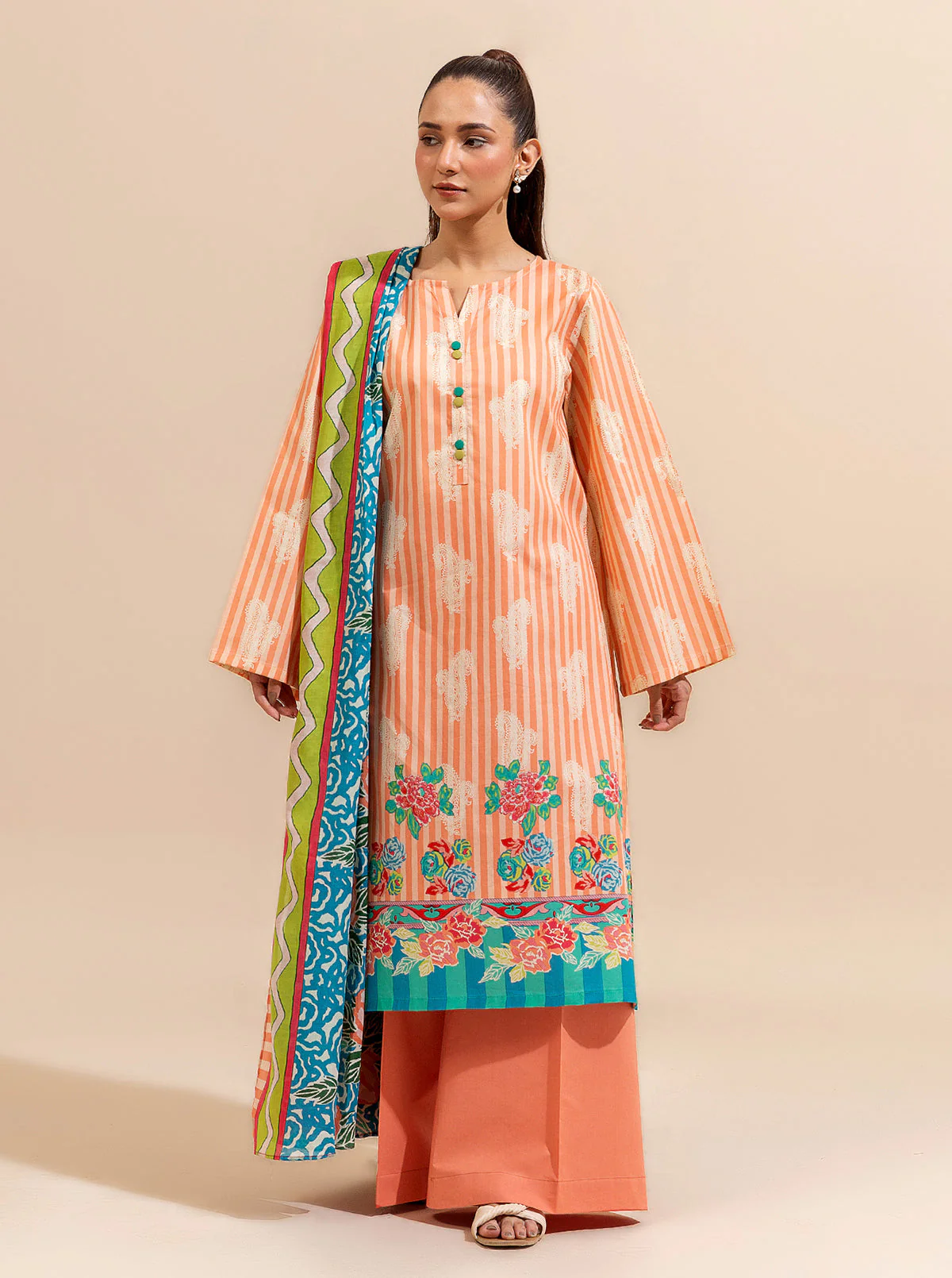 3 PIECE PRINTED LAWN SUIT-POP PARTY (UNSTITCHED) - Image 2