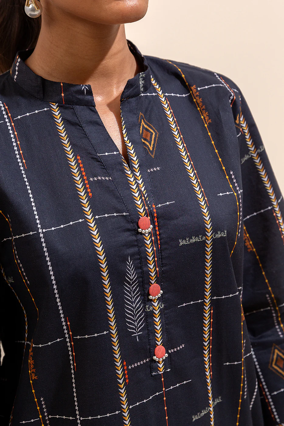 3 PIECE PRINTED LAWN SUIT-NEBULOUS LINES (UNSTITCHED) - Image 6